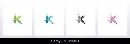 Connecting Dots On Letter Logo Design K Stock Vector