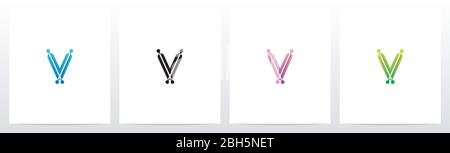 Connecting Dots On Letter Logo Design V Stock Vector