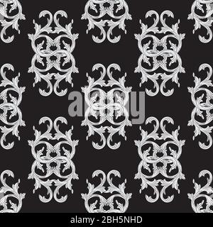Seamless leaf pattern pattern on black background. Vector image Stock Vector