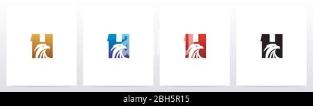 Eagle Head On Letter Logo Design H Stock Vector