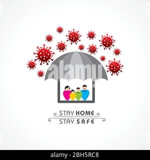 Vector Illustration for Stay Home And Stay Safe Concept Stock Vector