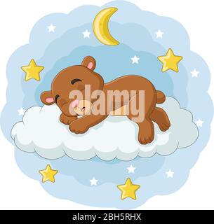 Little sleeping bear on moon in cartoon style Stock Vector Image & Art ...