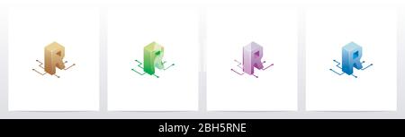 Digital Circuit Nodes Letter Logo Design R Stock Vector