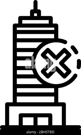 Building under demolition icon, outline style Stock Vector