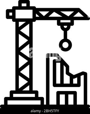 Demolition building crane icon, outline style Stock Vector