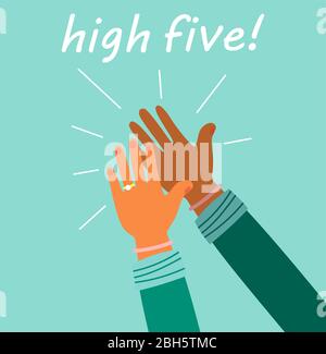 Two hands giving a high five. Vector illustrator. Stock Vector
