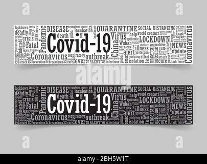 Coronavirus covid-19 word cloud word tag banner in vector format Stock Vector