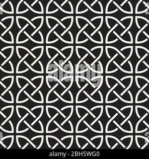 Vector seamless interlacied pattern. Simple abstract lines lattice. Repeating geometric tiles with weaved rings. Stock Vector