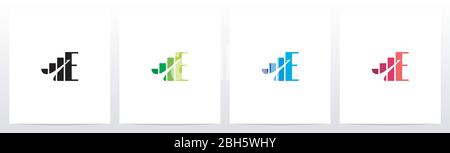Bar Chart On Letter Logo Design E Stock Vector
