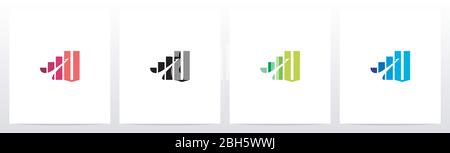 Bar Chart On Letter Logo Design V Stock Vector