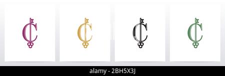 Door Key On Letter Logo Design C Stock Vector