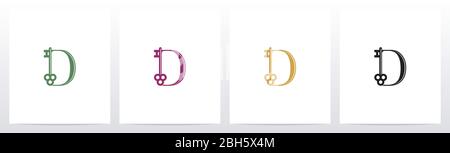 Door Key On Letter Logo Design D Stock Vector