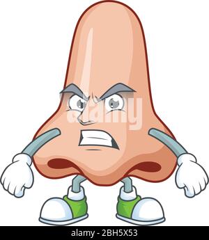 Mascot design style of nose with angry face Stock Vector