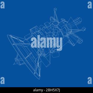 Communication satellite concept outline. Vector Stock Vector