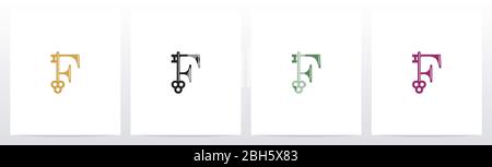 Door Key On Letter Logo Design F Stock Vector