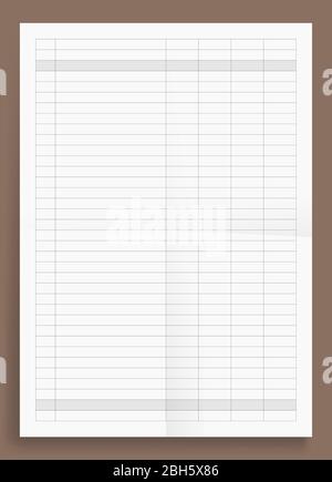 Mockup crumpled Standart blank acounting sheet series A4 format paper size vector illustration Stock Vector