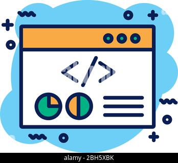 webpage template with statistics detail style icon Stock Vector