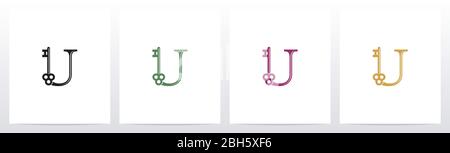 Door Key On Letter Logo Design U Stock Vector