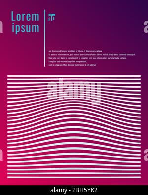 Template poster design white lines stripes and wave pattern on pink and purple gradient color background with space for your text. Vector illustration Stock Vector