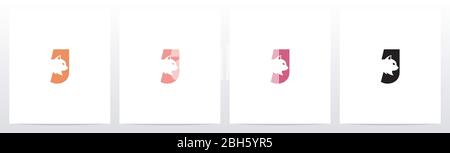 Cat Head Inside Letter Logo Design J Stock Vector