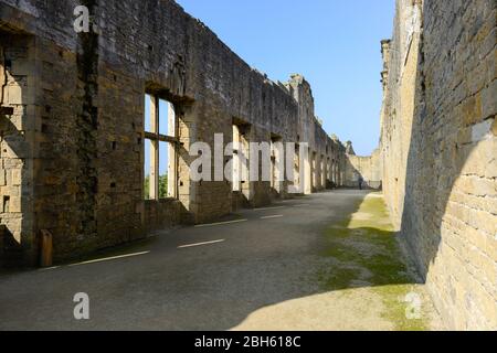 Ruins of the gallery at Bolsover Castle in Derbyshire on a sunny afternoon Stock Photo