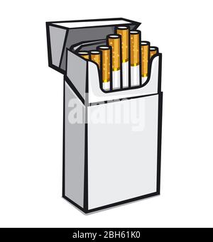 illustration of the open cigarettes packaging on the white background Stock Vector