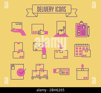 bundle of delivery service icons Stock Vector