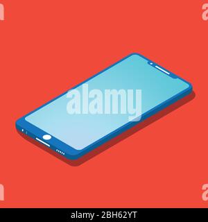 Smartfon flat icon isometric. EPS 10. Vector illustration Stock Vector
