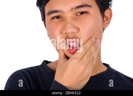 The photo of A man feels pain of his own teeth. Stock Photo