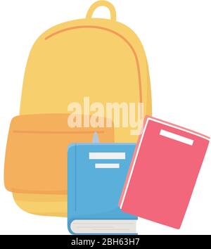 School bag and books design, Eduaction class lesson knowledge preschooler study learning classroom and primary theme Vector illustration Stock Vector