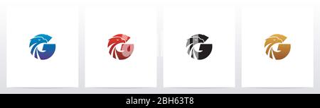 Eagle Head On Letter Logo Design G Stock Vector