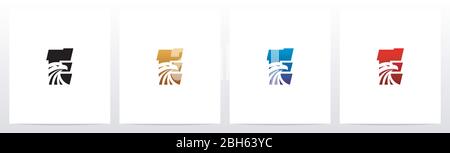 Eagle Head On Letter Logo Design E Stock Vector