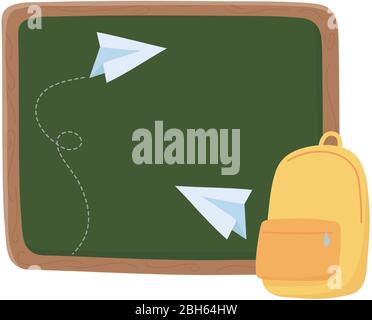 School bag and board design, Eduaction class lesson knowledge preschooler study learning classroom and primary theme Vector illustration Stock Vector