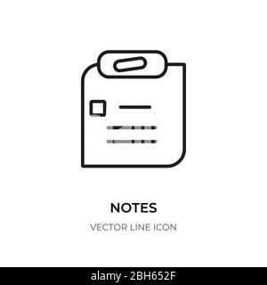 Black line sticky note icon. Contour tool reminder, schedule task. Pictogram simple shape sign checklist. Linear template logo for design sheet memo notepad, web app, ui. Isolated vector illustration Stock Vector