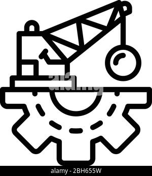 Demolition crane icon, outline style Stock Vector