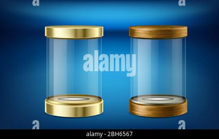 empty jars on abstract dark background Stock Vector