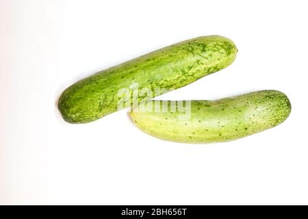 Two cucumbers on an isolated white backgrounds Stock Photo