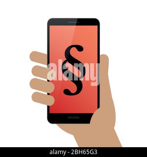 humans hand hold smartphone with paragraph symbol vector illustration EPS10 Stock Vector