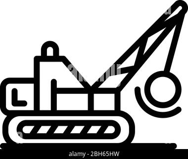 Wrecker excavator icon, outline style Stock Vector