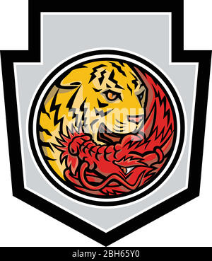 Yin Yang and head Chinese dragon vector illustration Stock Vector Image ...