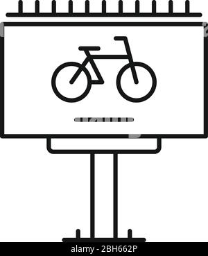 Bike rent billboard ad icon. Outline bike rent billboard ad vector icon for web design isolated on white background Stock Vector