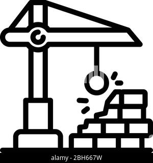 Destruction crane icon, outline style Stock Vector