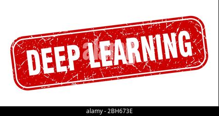 deep learning stamp. deep learning square grungy red sign Stock Vector