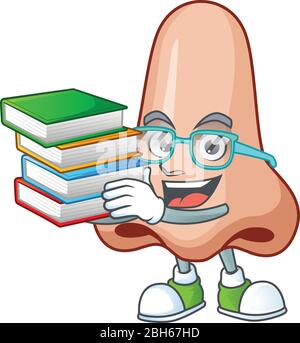 A mascot design of nose student character with book Stock Vector