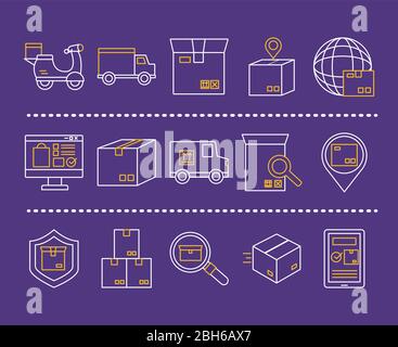 bundle of delivery service icons Stock Vector