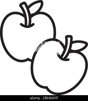 apple-fresh-fruit-line-style-