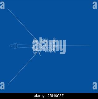 Communication satellite concept outline. Vector Stock Vector