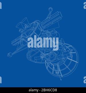 Communication satellite concept outline. Vector Stock Vector