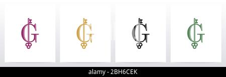 Door Key On Letter Logo Design G Stock Vector