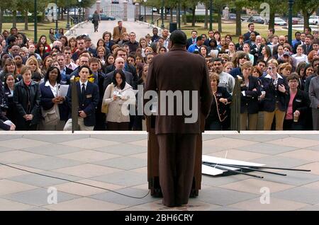 Austin, Texas USA, February 17 , 2005: African-American Texas Sen. Royce West (D-Dallas) speaks to community college students about legislation concerns at the Texas Capitol.  The students were taking part in a lobbying effort for more dollars for public education.   ©Bob Daemmrich Stock Photo